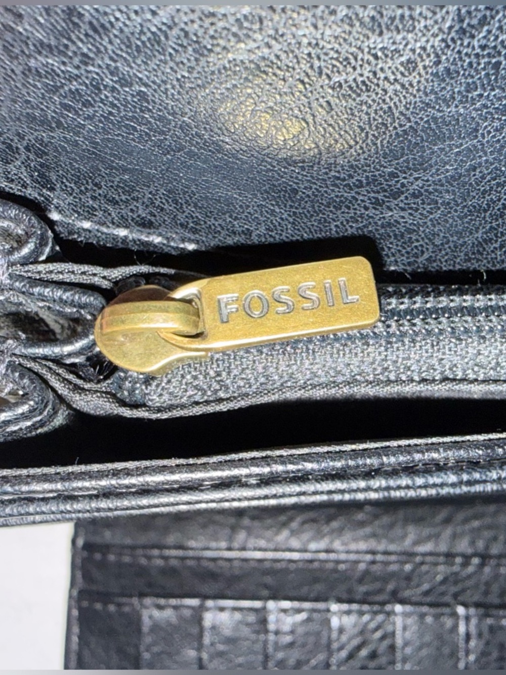 Fossil Logan Black Leather Wallet Women’s Trifold - Picture 14 of 16